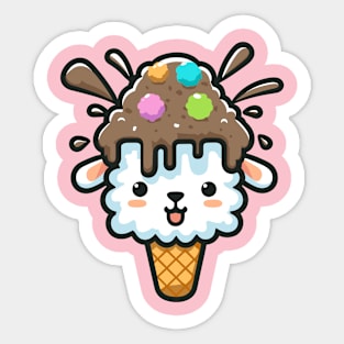 4 balls of llama ice cream Sticker